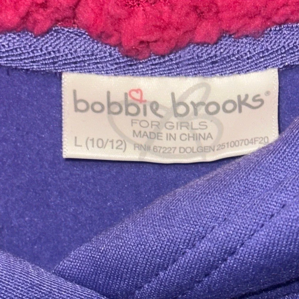 Bobbie Brooks Girls Purple Unicorn Hoodie Pink Sherpa Lined Hood Size L 10/12